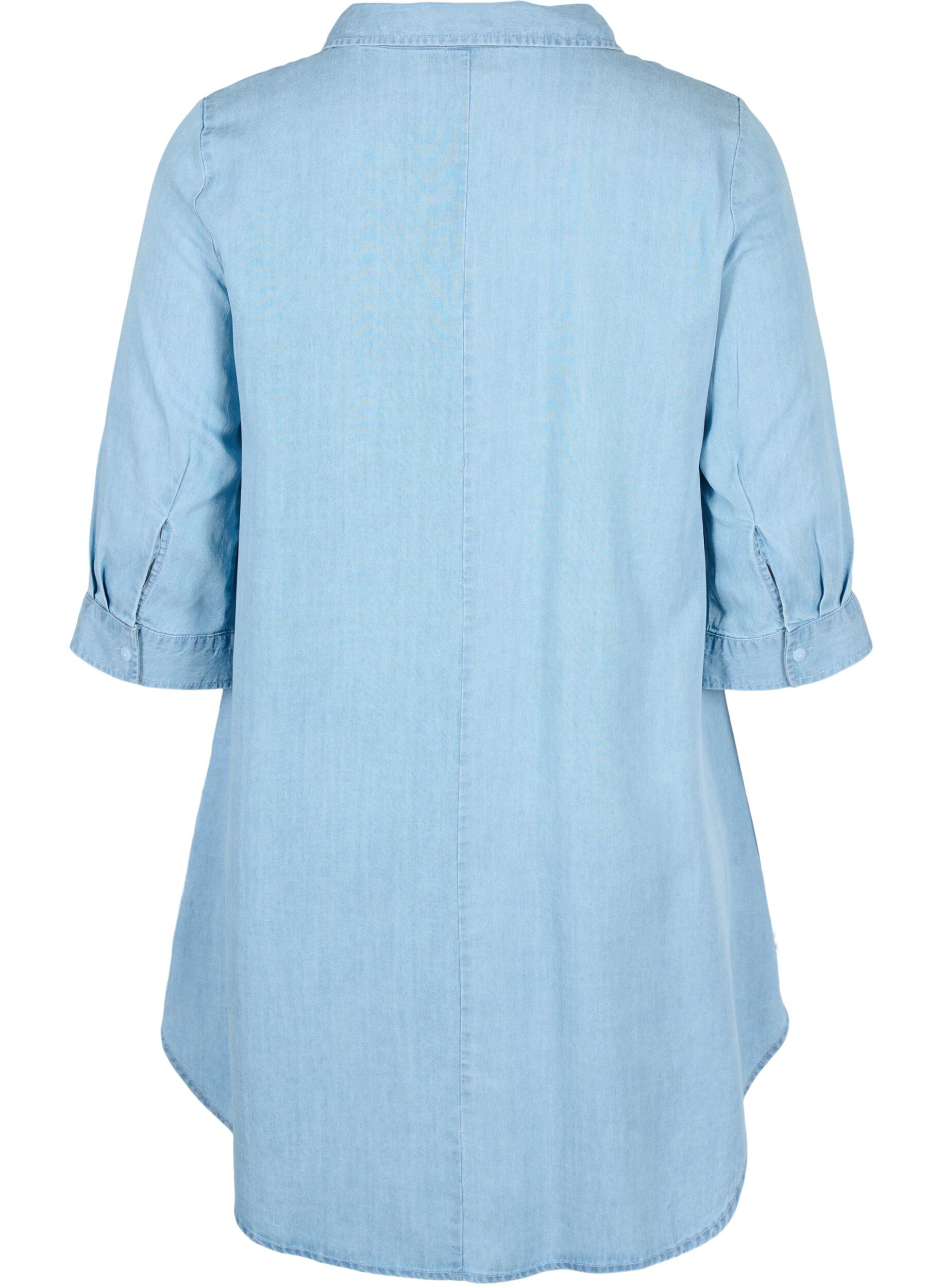 Zizzi Tunika med 3/4-ermer, Light blue denim, Packshot image number 1