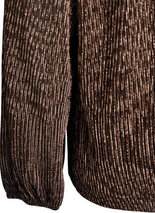 Zizzi Festbluse med glitterstriper og lange ermer, Svart, Packshot image number 3