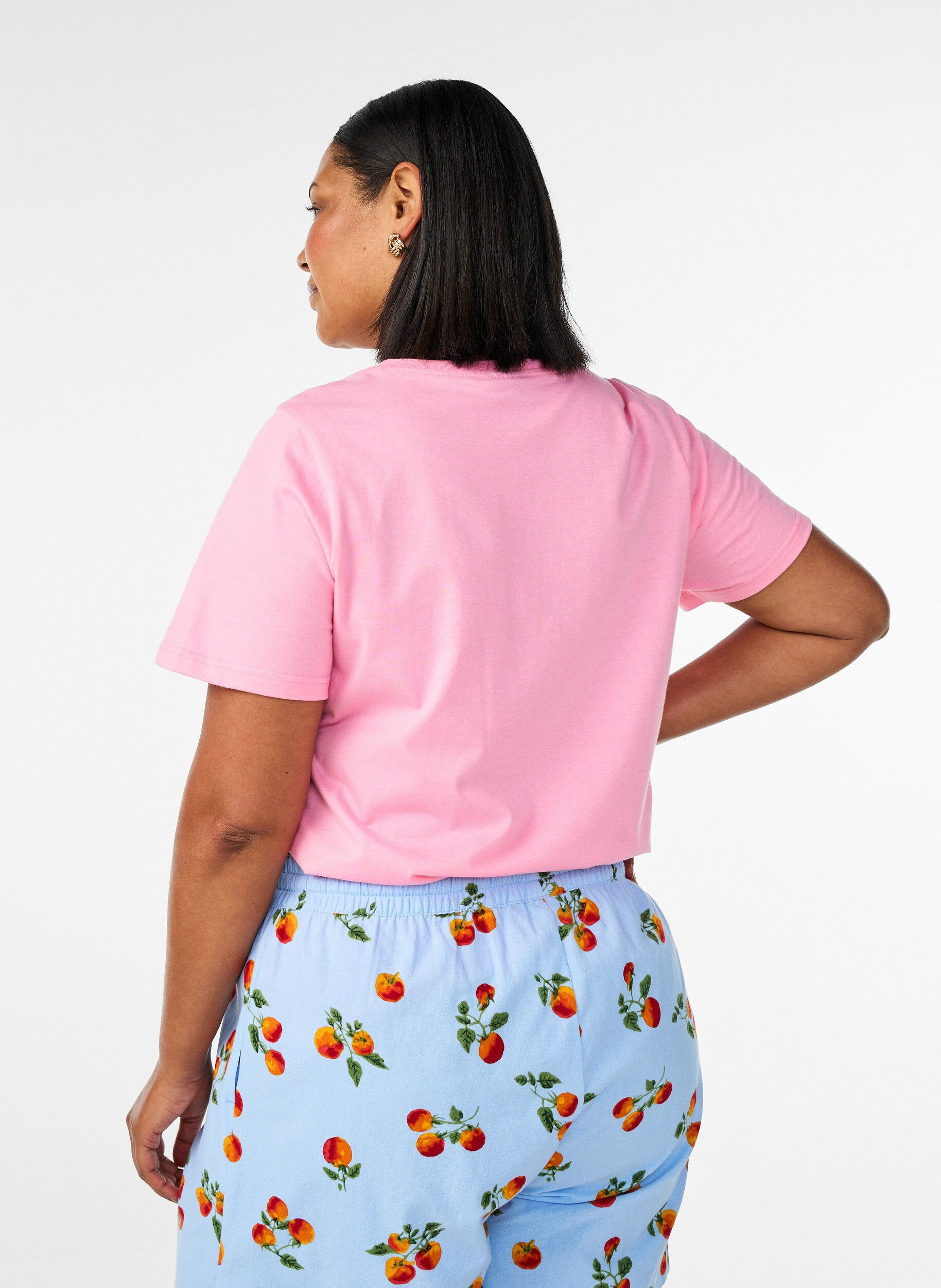 ZizziT-skjorte i &oslash;kologisk bomull med tomatprint, Rosa, Model image number 2