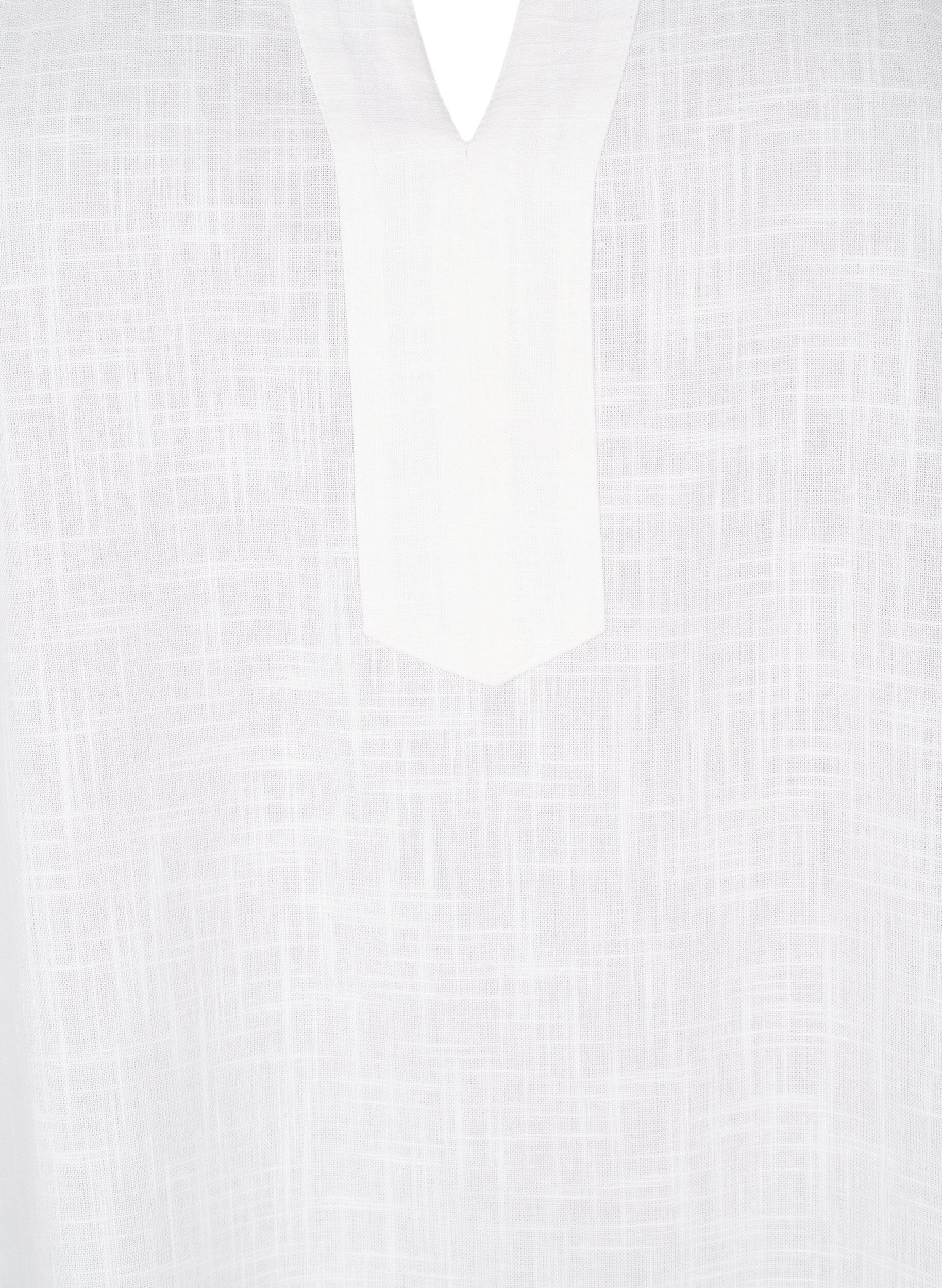 Zizzi Bomullstunik med V-hals, Hvit, Packshot image number 2