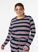 Langermet nattopp i ribbestrikket jersey med striper, Bl&aring;, Model image number 0