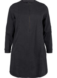 A-formet denimkjole med glidelås, Grey Washed
