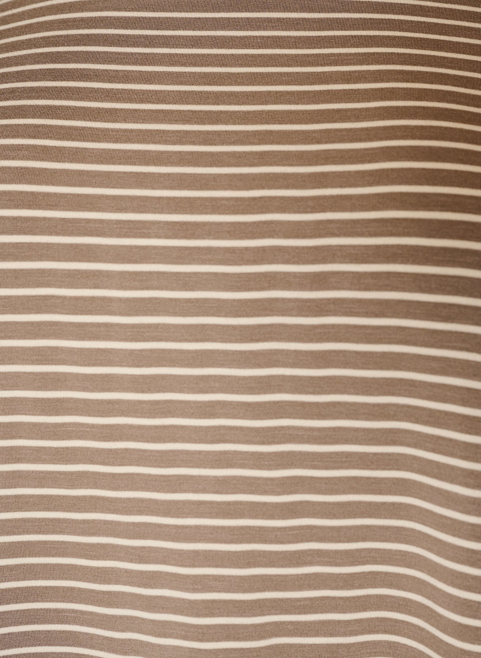 ZizziStripete T-skjorte i viskose med rund hals, Beige, Packshot image number 2