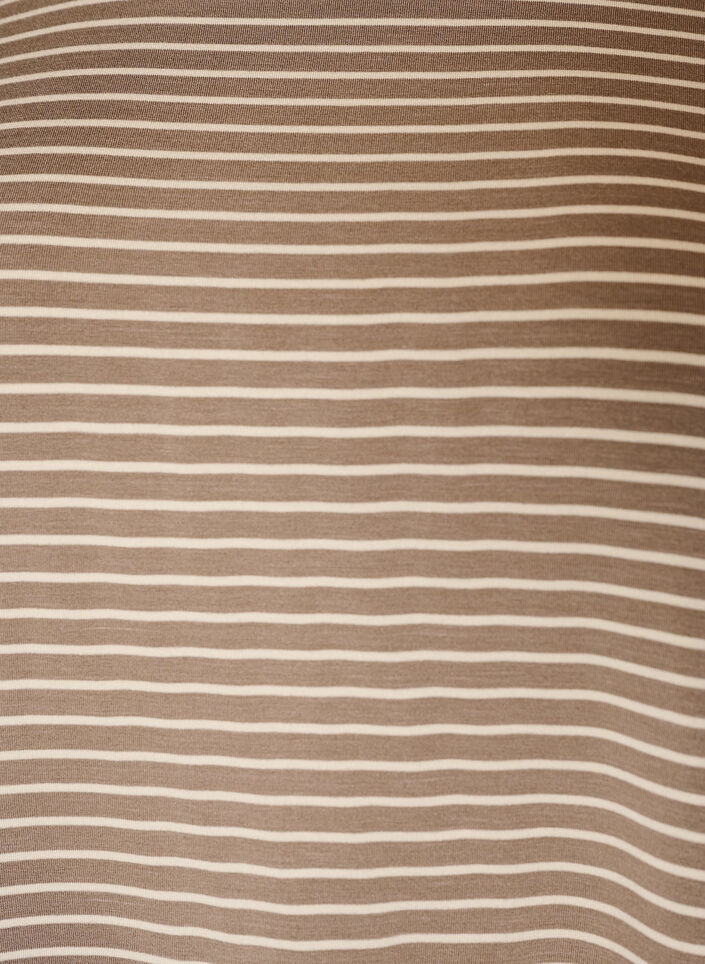 Stripete T-skjorte i viskose med rund hals, Beige, Packshot image number 2