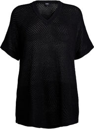 FLASH - Kortermet strikket bluse med v-hals, Black