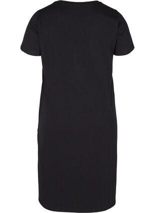Kortermet kjole i bomull med splitter, Black, Packshot image number 1