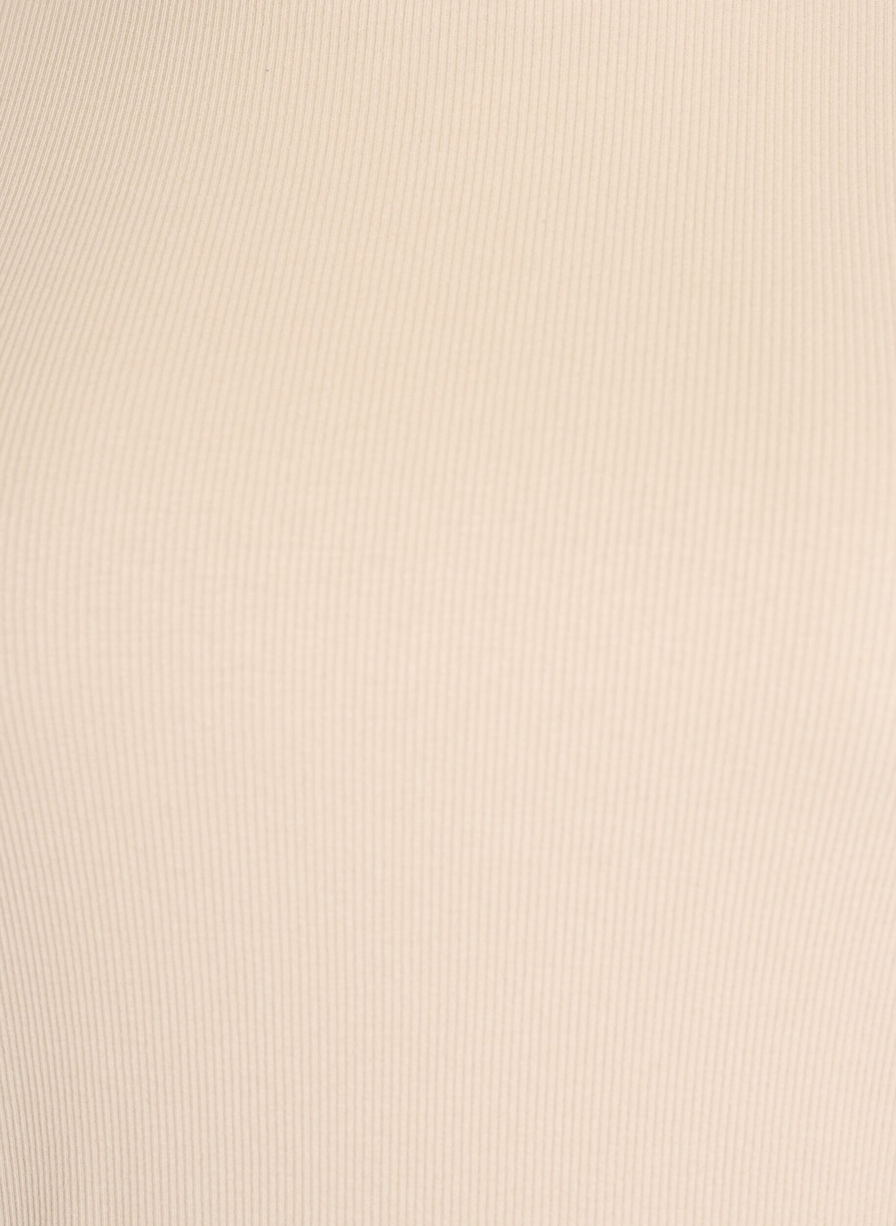 Zizzi Basic ribbestrikket T-skjorte med rund hals, Beige, Packshot image number 2