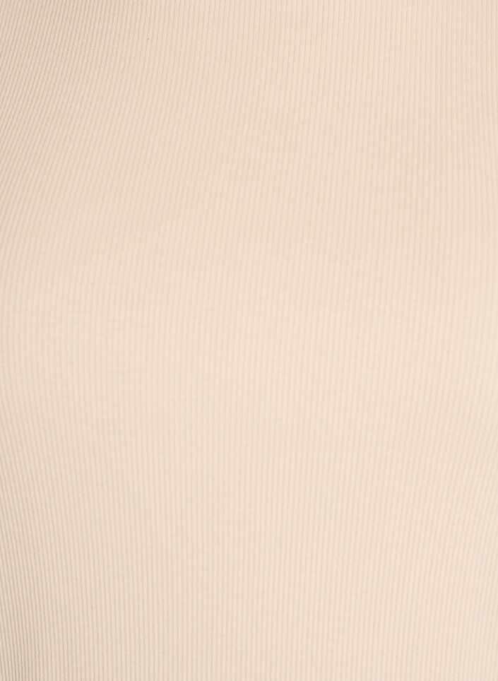 Basic ribbestrikket T-skjorte med rund hals, Beige, Packshot image number 2
