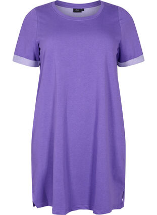 Kjole med korte ermer og splitt, Ultra Violet, Packshot image number 0