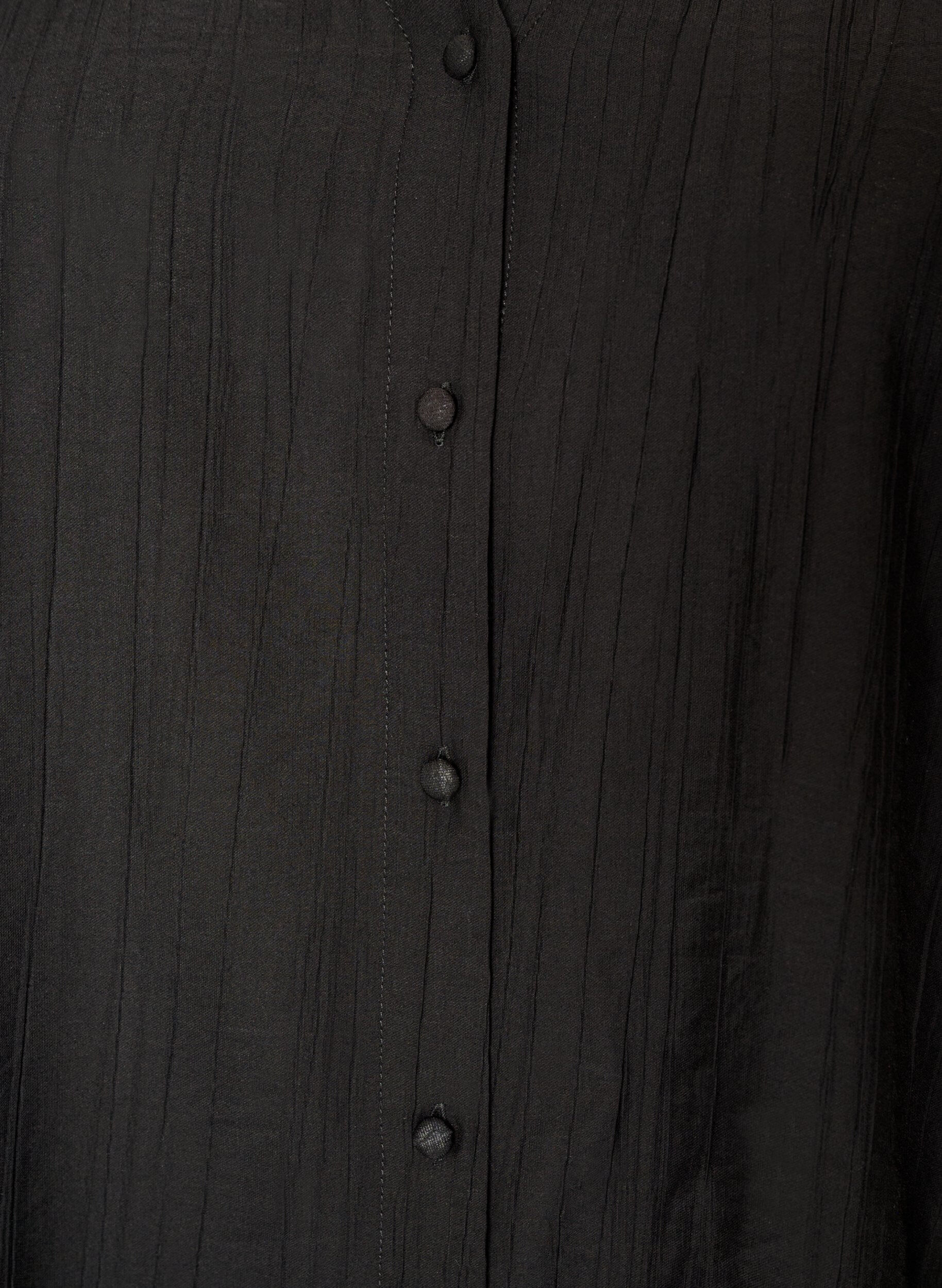 ZizziViskosebluse med knapper og tekstur, Svart, Packshot image number 2