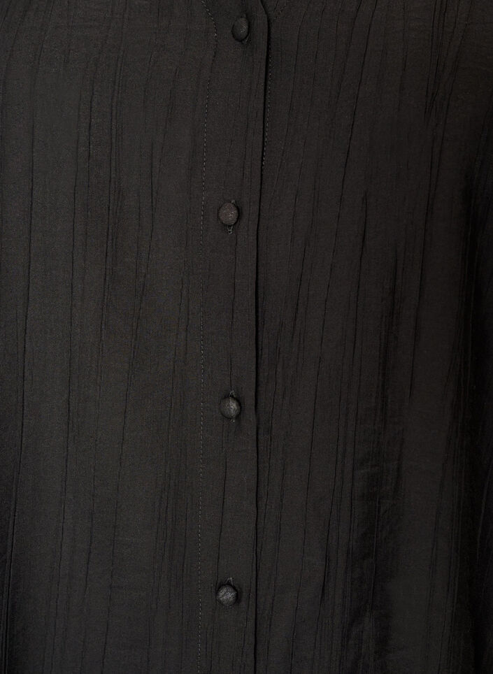 Viskosebluse med knapper og tekstur, Svart, Packshot image number 2