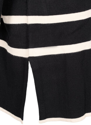 Stripete strikkekjole med høy krage og glidelås, Black w. Birch, Packshot image number 3