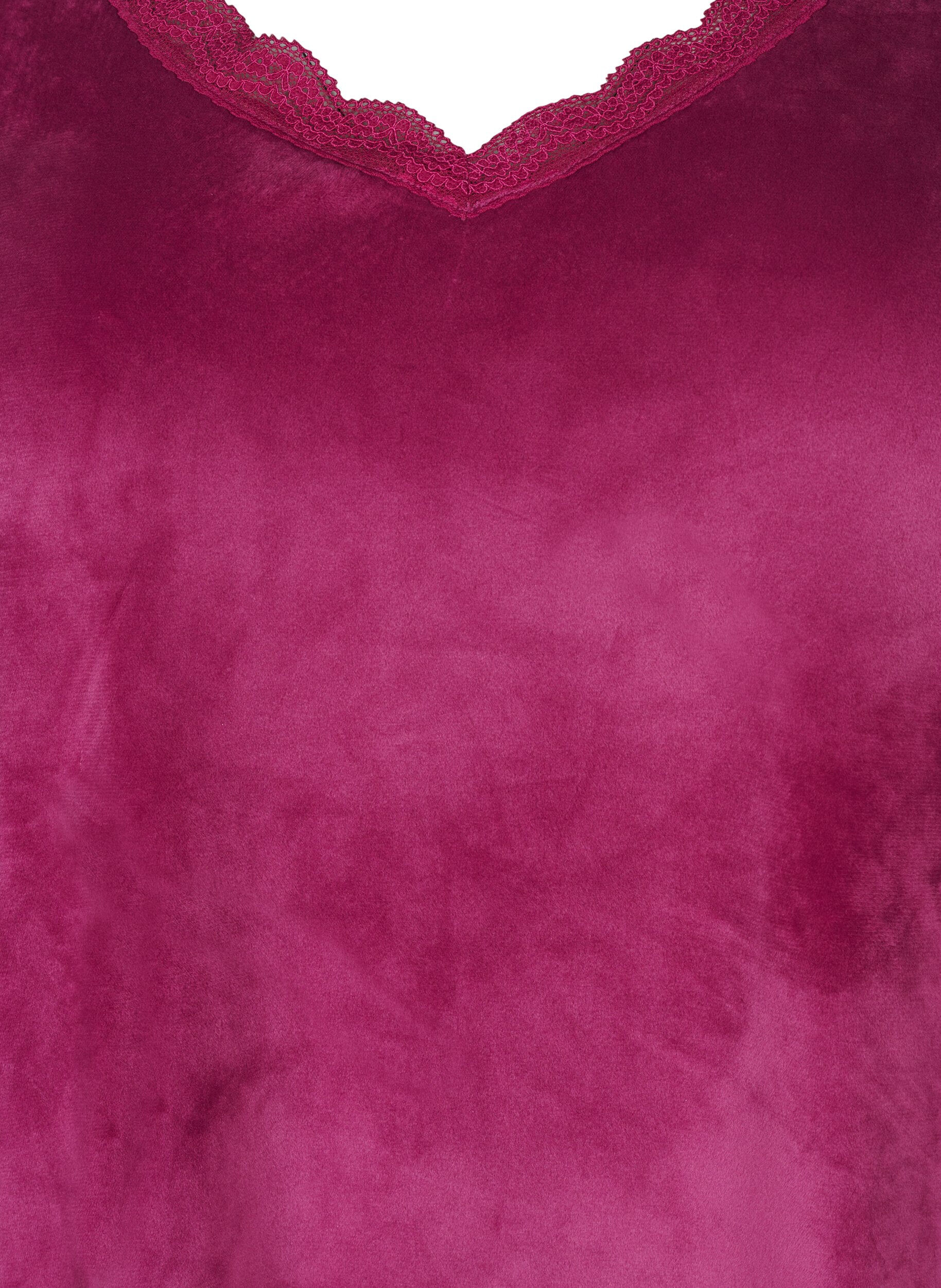Zizzi Velourbluse med v-hals, Boysenberry, Packshot image number 2