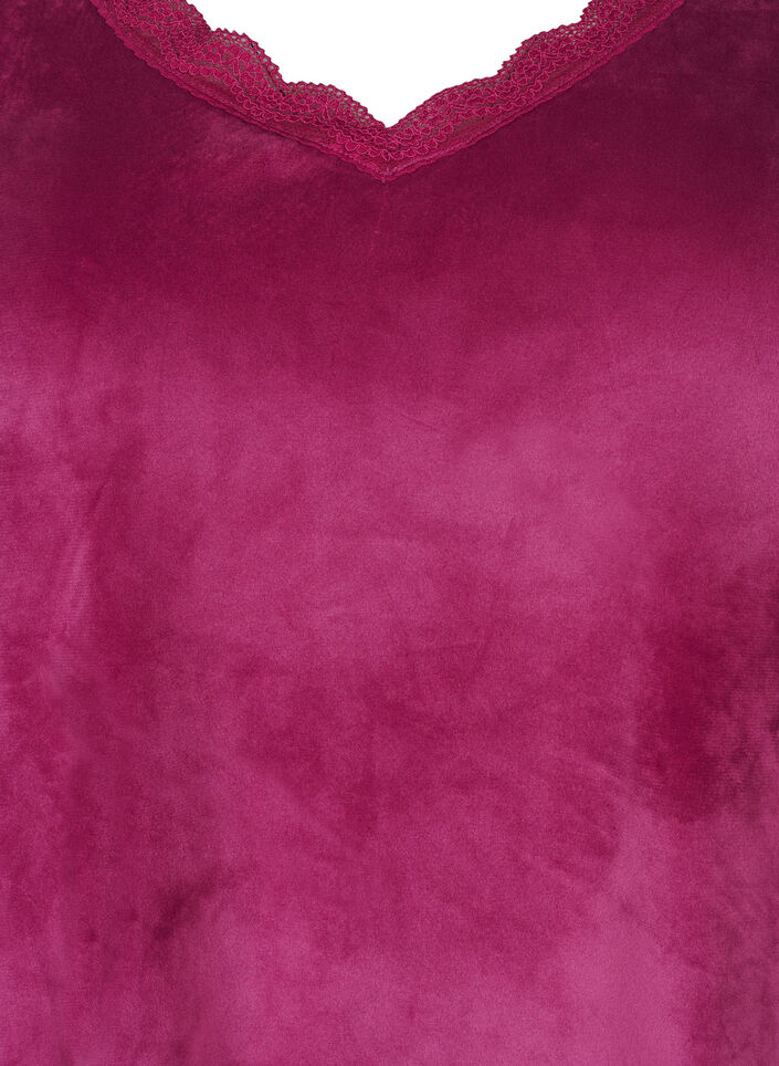 Velourbluse med v-hals, Boysenberry, Packshot image number 2
