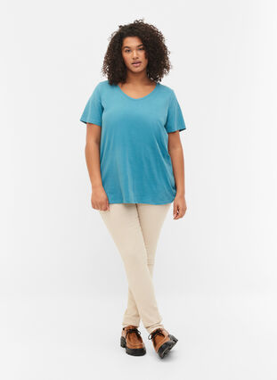 Ensfarget basis T-skjorte i bomull, Brittany Blue, Model image number 2