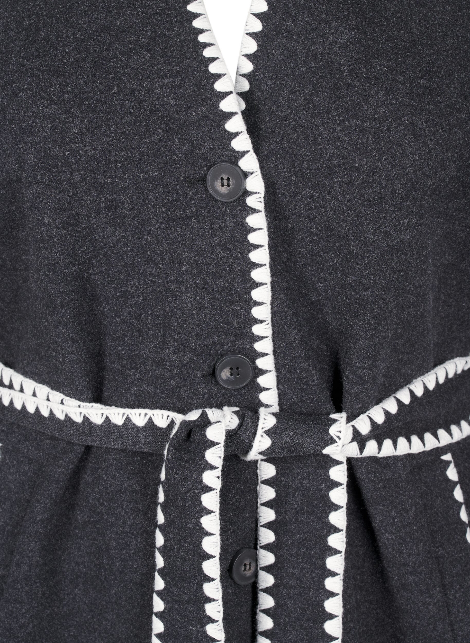 Zizzi Jakke med kontrastfargede kanter, Dark Grey Melange, Packshot image number 2