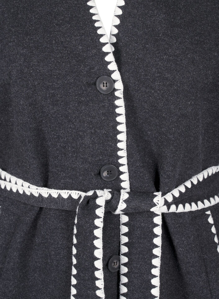 Jakke med kontrastfargede kanter, Dark Grey Melange, Packshot image number 2