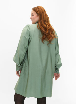 Viscose skjorte kjole med ruffles, Green Bay, Model image number 1