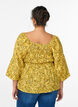 Bluse med smock og firkantet utringning, Gul, Model image number 2