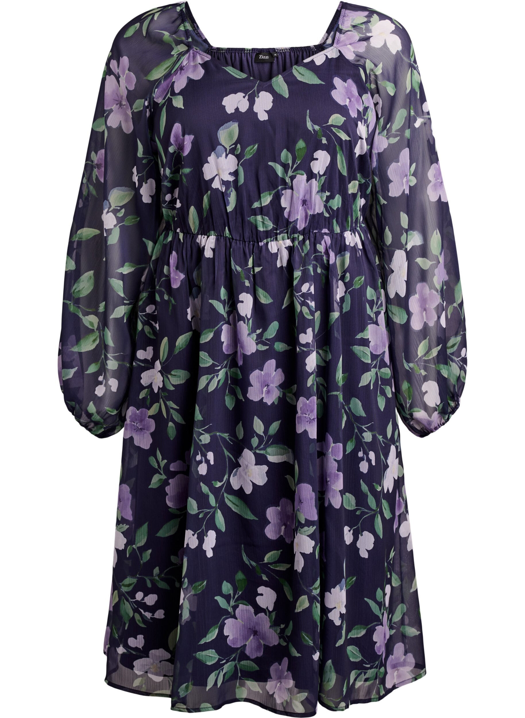 Chiffon festkjole med lange ermer