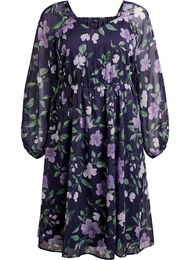 Chiffon festkjole med lange ermer, Bl&aring;