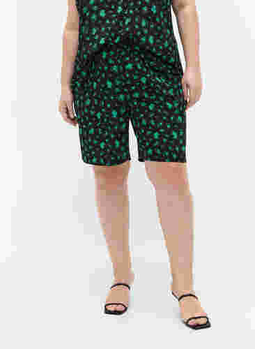 Mønstrete shorts med lommer, Green Flower AOP, Model image number 2