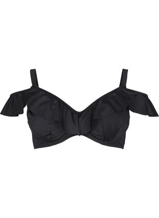 Zizzi Bikinitopp med volanger og bøyle, Svart, Packshot image number 0