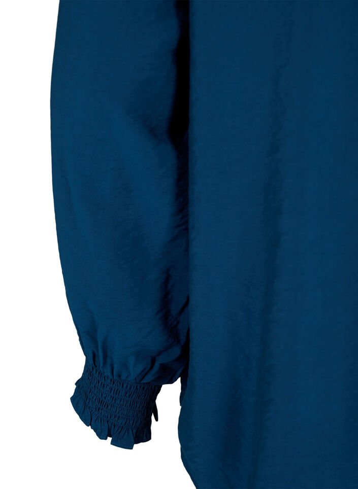 Bluse i viskose med volanger og broderidetaljer, Titan, Packshot image number 3