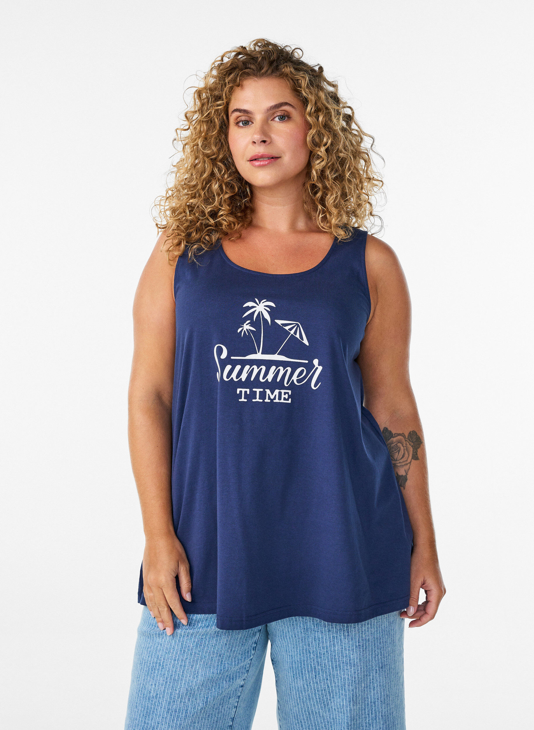 Bomullstopp med A-form, Bl&aring;, Model