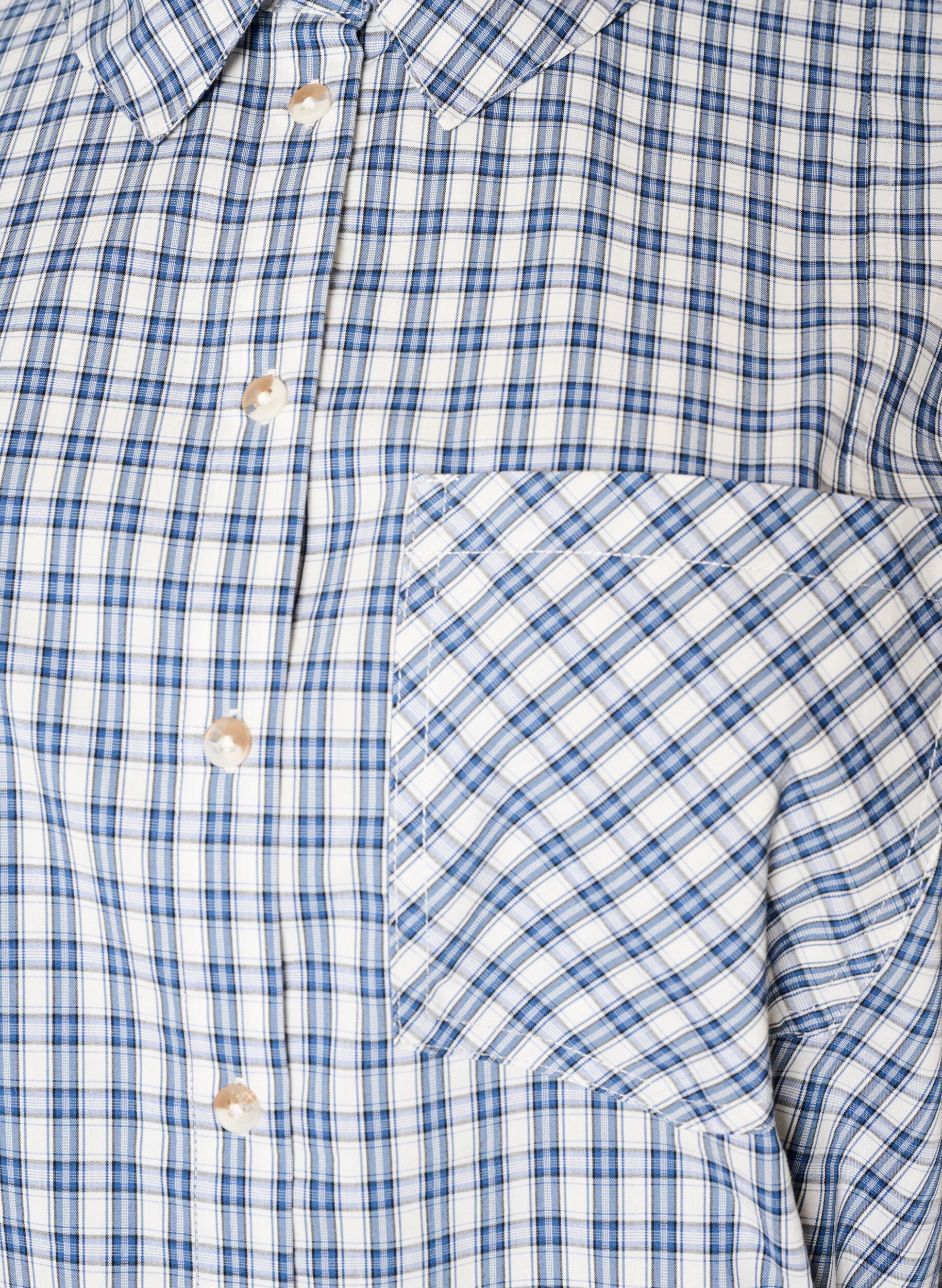 ZizziLoose fit rutete skjorte med knytebelte, Bl&aring;, Packshot image number 2