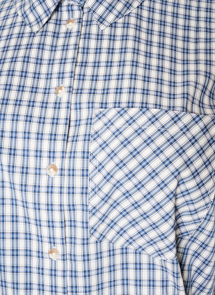 Loose fit rutete skjorte med knytebelte, Bl&aring;, Packshot image number 2