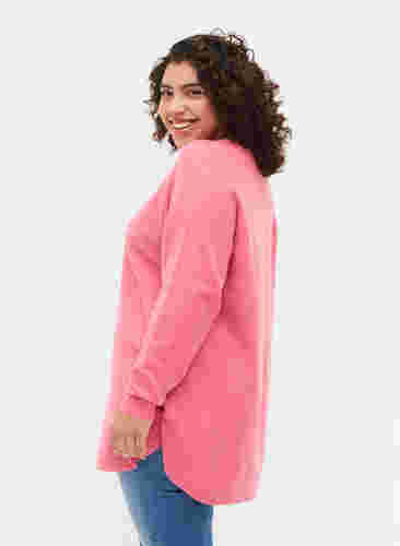 Melert strikkegenser med knappedetaljer, Hot Pink White Mel., Model image number 1
