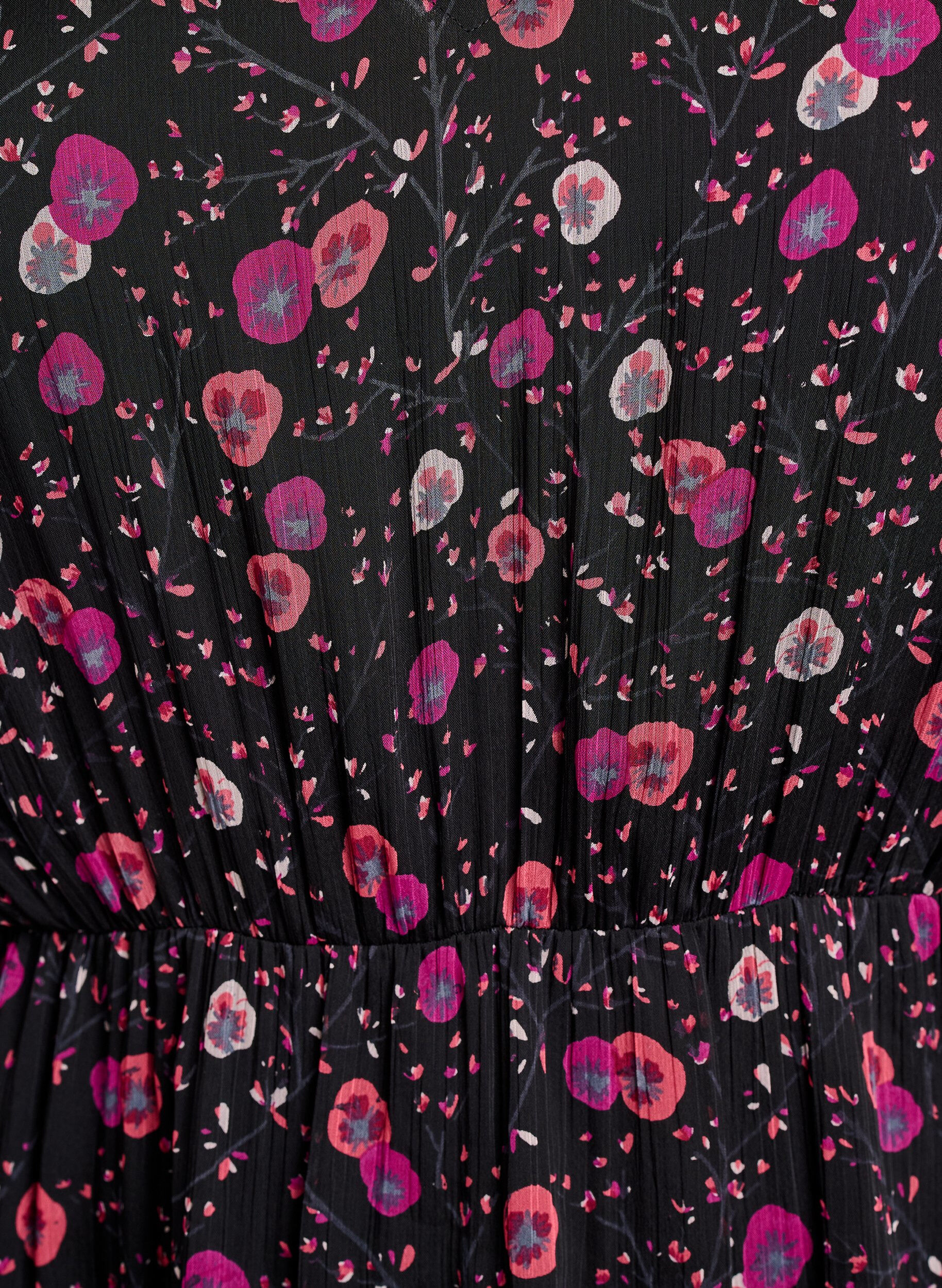 ZizziChiffonkjole med blomstertrykk og lange ermer, Svart, Packshot image number 2