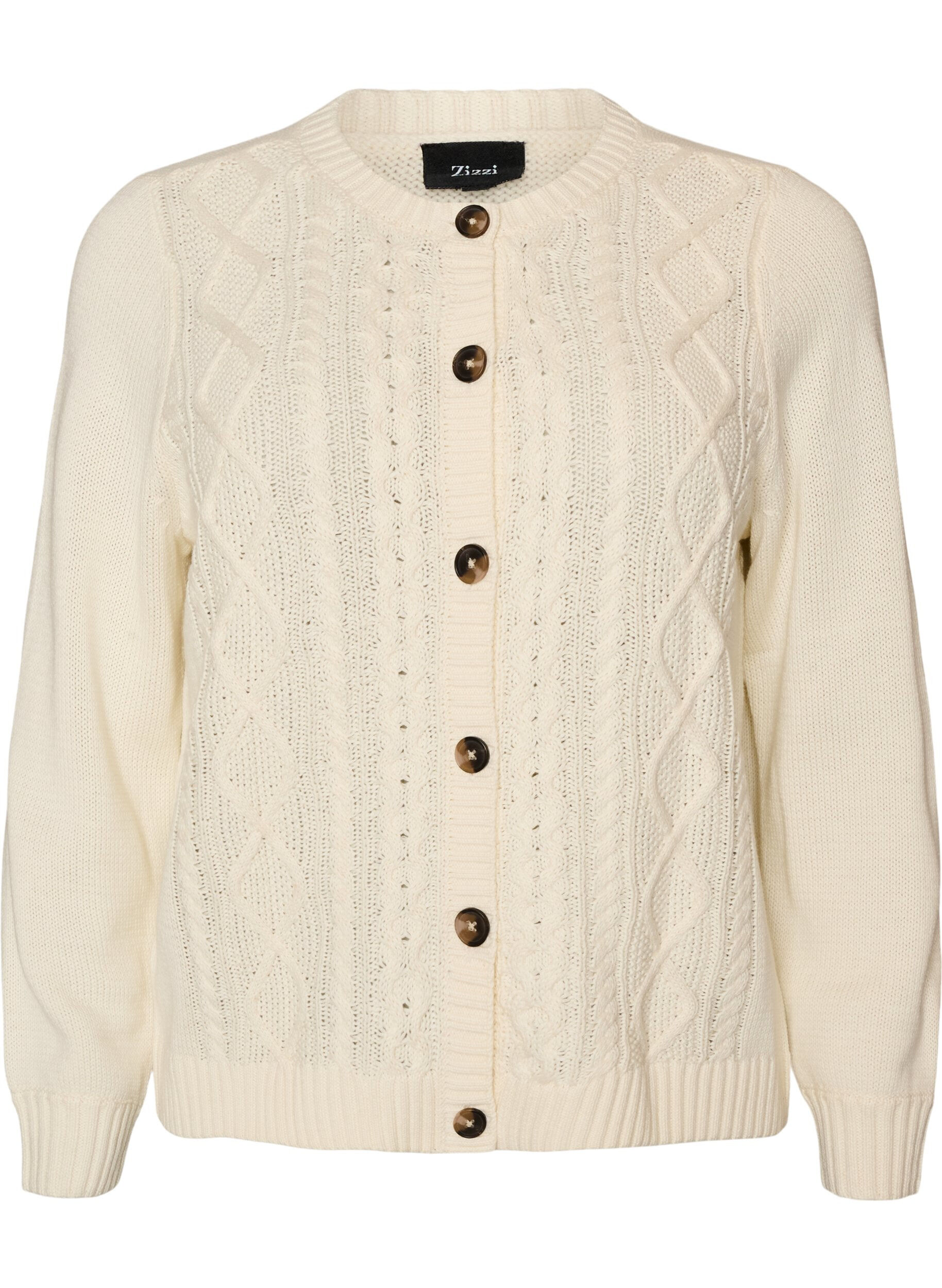 Cardigan med flettestrikket m&oslash;nster