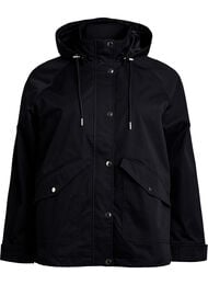 Kort v&aring;rjakke med avtagbar hette, Svart