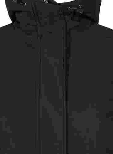 Vanntett vinterjakke med hette og lommer, Black, Packshot image number 2