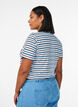Bomulls T-skjorte med striper, Blå, Model image number 2