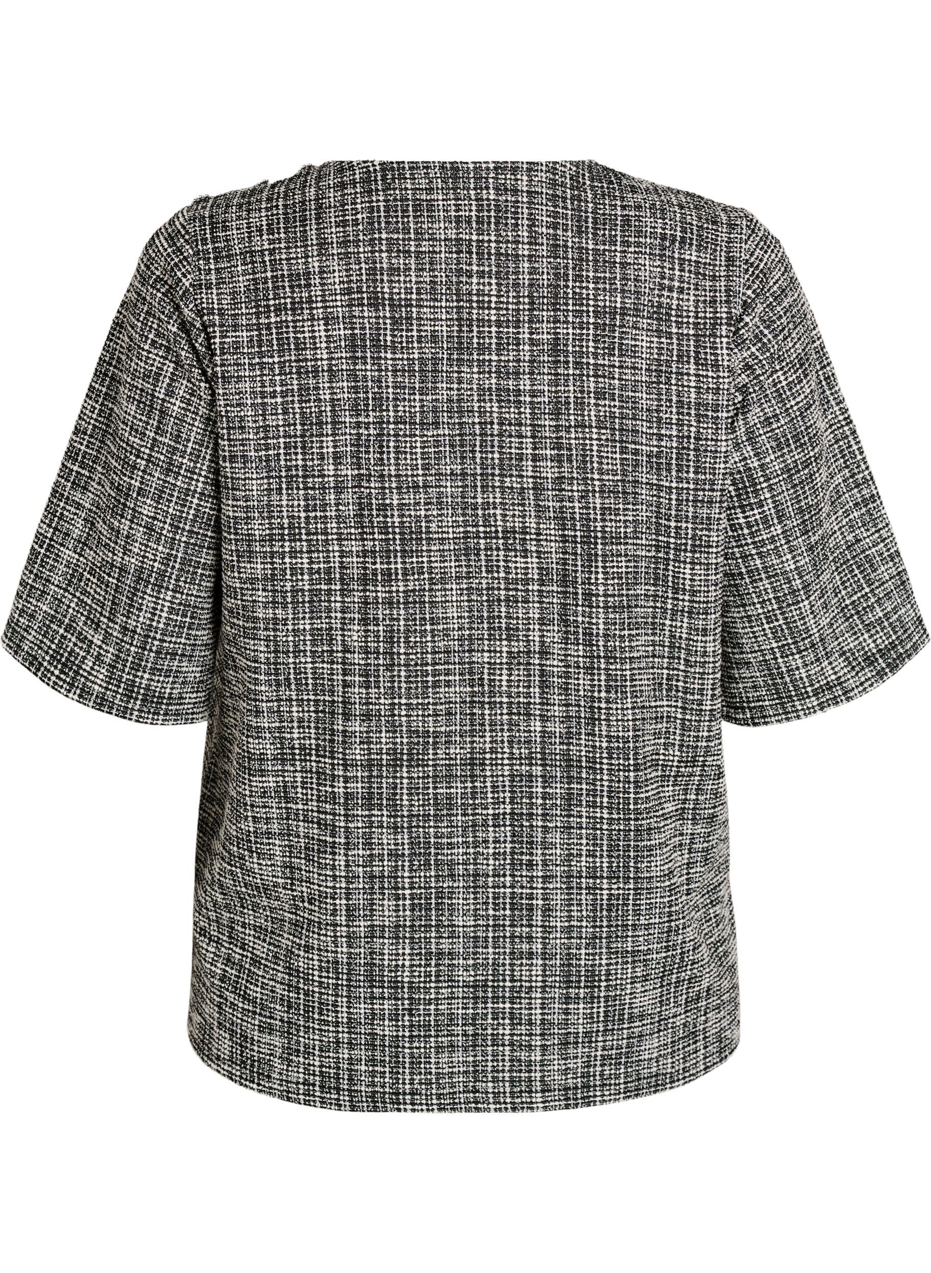 ZizziVevd bluse med knappedetaljer, Vanilje, Packshot image number 1
