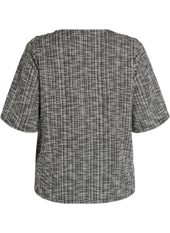Vevd bluse med knappedetaljer, Vanilje, Packshot image number 1