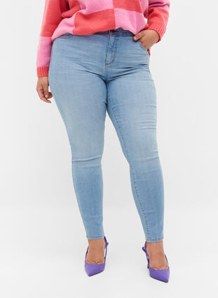 Amy jeans med høyt liv og super slim fit, Light blue, Model image number 2
