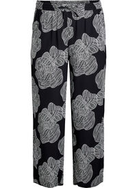 Loose fit viskosebukser med trykk, Svart Loose fit viskosebukser med trykk