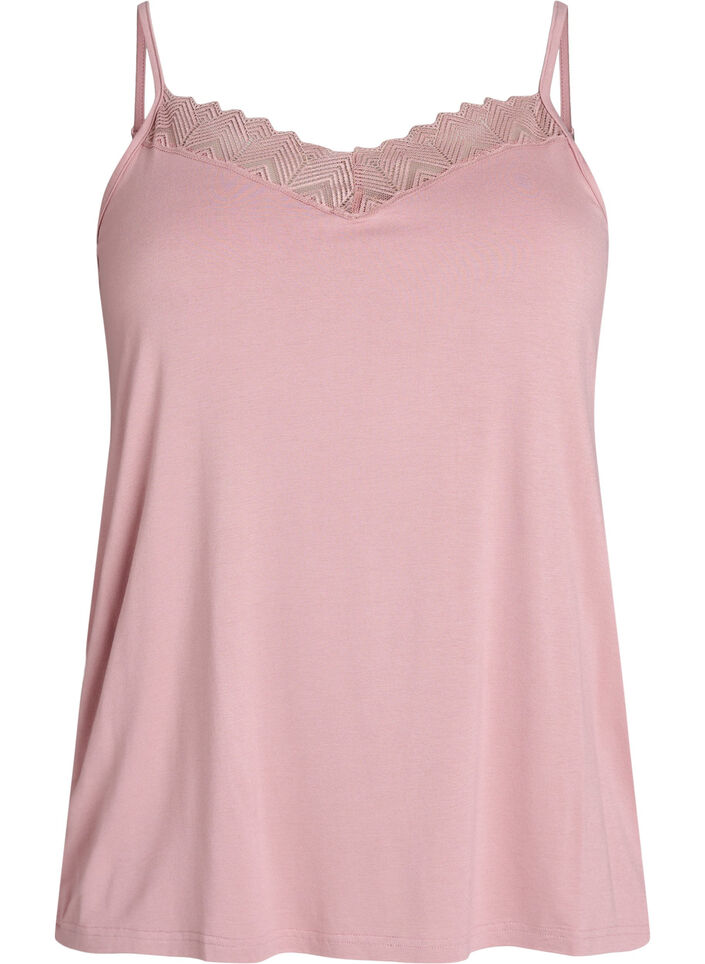 Topp med blondedetaljer og spaghetti-stropper, 1342, Packshot image number 0