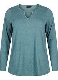 Melange bluse med lange ermer, Scarab Mel. 