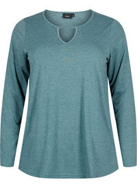 Melange bluse med lange ermer