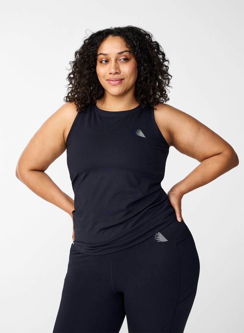 Tettsittende treningstopp med silikonkant på innsiden, Black, Model image number 0