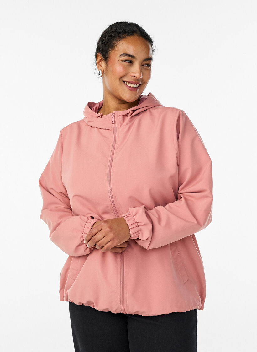 Lett jakke med hette og glidel&aring;s, Rosa, Model image number 0