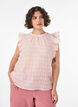 Ermel&oslash;s bluse med tekstur og volanger, Rosa, Model image number 0