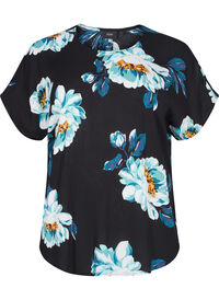 Kortermet viskosebluse med blomstermønster