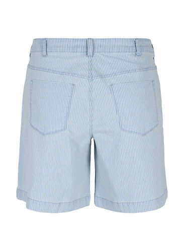 Denimshorts i et stripete mønster, Light Blue Stripe, Packshot image number 1