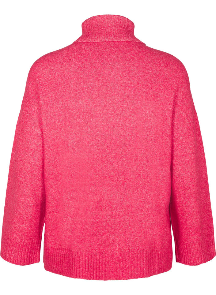 Strikket høyhalset bluse, Virtual Pink Mel., Packshot image number 1